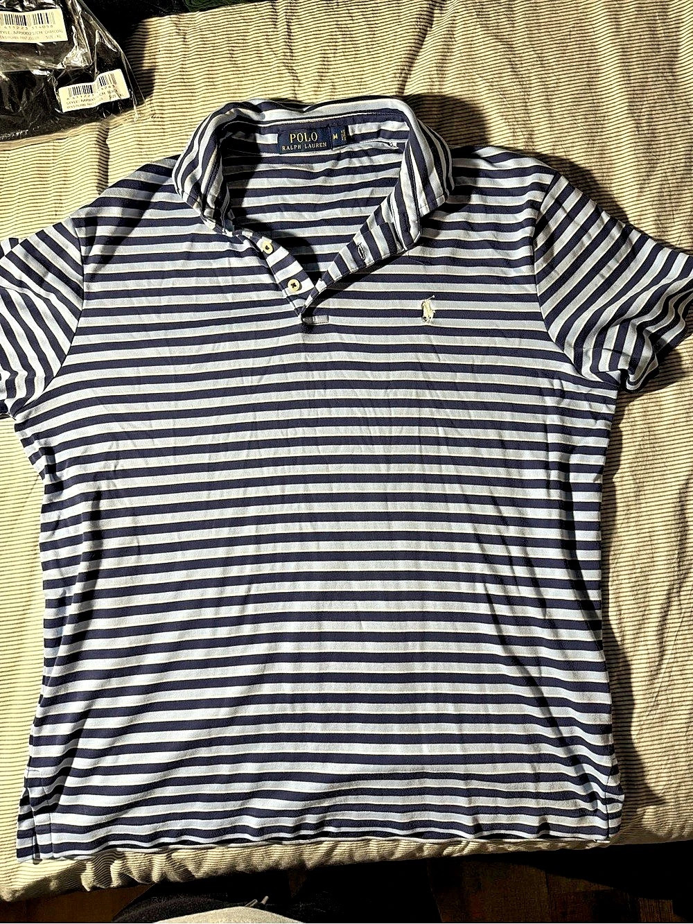 Polo Ralph Lauren Striped Cotton Polo in Blue & White Size Medium